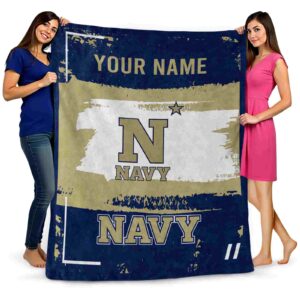 personalized navy midshipmen paint strokes blue white blanket fashion forward