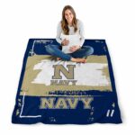 personalized navy midshipmen paint strokes blue white blanket best selling