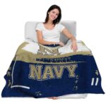 personalized navy midshipmen paint strokes blue white blanket best selling