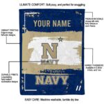 personalized navy midshipmen paint strokes blue white blanket best selling
