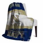 personalized navy midshipmen paint strokes blue white blanket best selling
