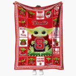 personalized nc state wolfpack baby yoda red blanket best selling