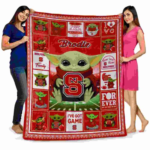 personalized nc state wolfpack baby yoda red blanket fashion forward