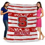 personalized nc state wolfpack floral stripes red white blanket best selling