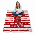 personalized nc state wolfpack floral stripes red white blanket best selling