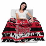 personalized nebraska cornhuskers floral stripes red white blanket best selling