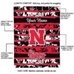 personalized nebraska cornhuskers floral stripes red white blanket best selling