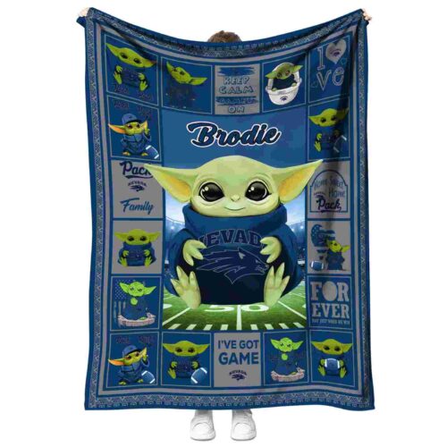 personalized nevada wolf pack baby yoda blue blanket best selling