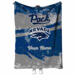 personalized nevada wolf pack grunge streaks blue blanket best selling