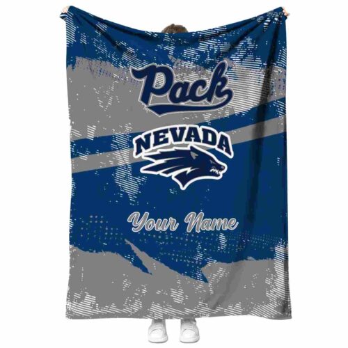 personalized nevada wolf pack grunge streaks blue blanket best selling