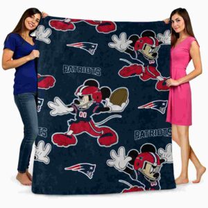 personalized new england patriots mickey blue blanket fashion forward