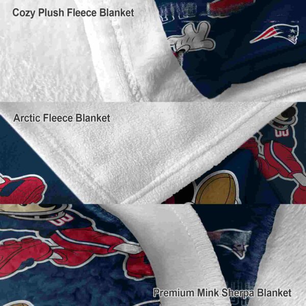 personalized new england patriots mickey blue blanket premium grade