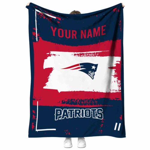 personalized new england patriots paint strokes blue white blanket best selling