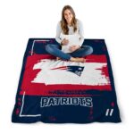 personalized new england patriots paint strokes blue white blanket best selling