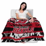 personalized new jersey devils floral stripes red white blanket best selling
