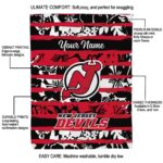 personalized new jersey devils floral stripes red white blanket best selling