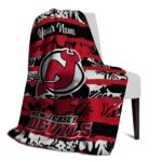 personalized new jersey devils floral stripes red white blanket best selling