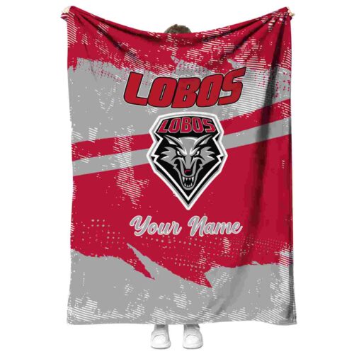 personalized new mexico lobos grunge streaks red blanket best selling