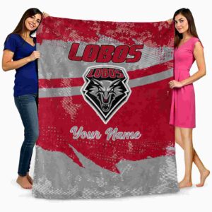 personalized new mexico lobos grunge streaks red blanket fashion forward