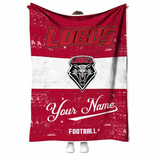 personalized new mexico lobos grunge texture red white blanket best selling