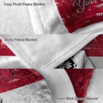 personalized new mexico lobos grunge texture red white blanket premium grade