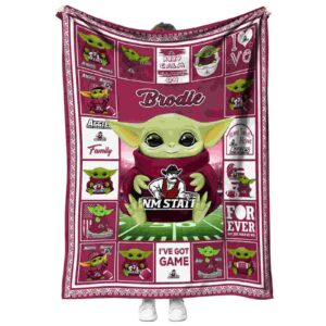 personalized new mexico state aggies baby yoda crimson blanket best selling