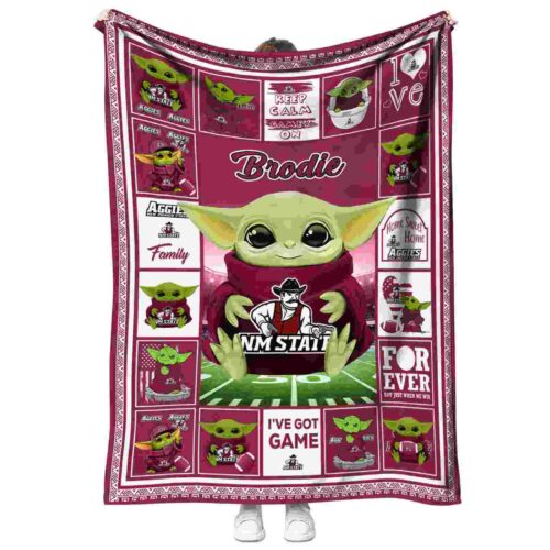 personalized new mexico state aggies baby yoda crimson blanket best selling