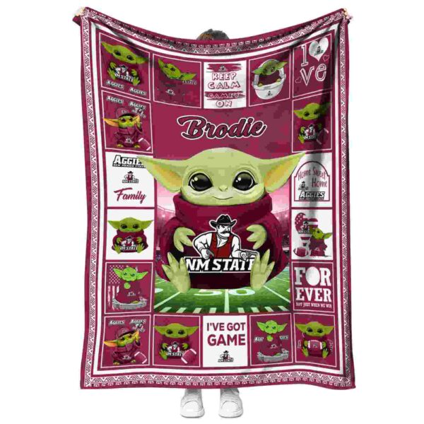 personalized new mexico state aggies baby yoda crimson blanket best selling