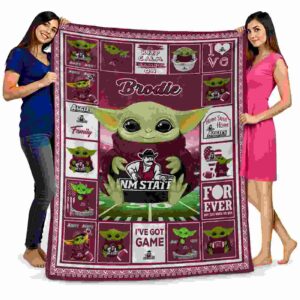 personalized new mexico state aggies baby yoda crimson blanket fashion forward