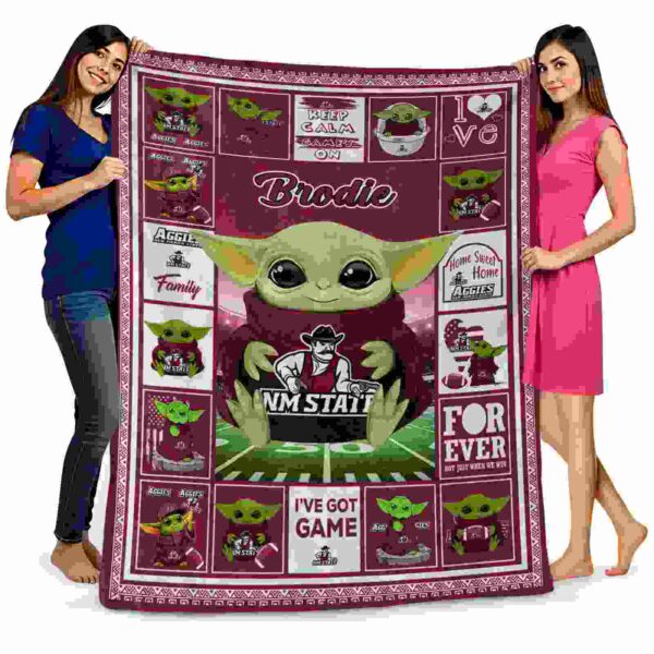 personalized new mexico state aggies baby yoda crimson blanket fashion forward