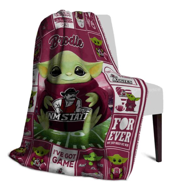 personalized new mexico state aggies baby yoda crimson blanket top rated
