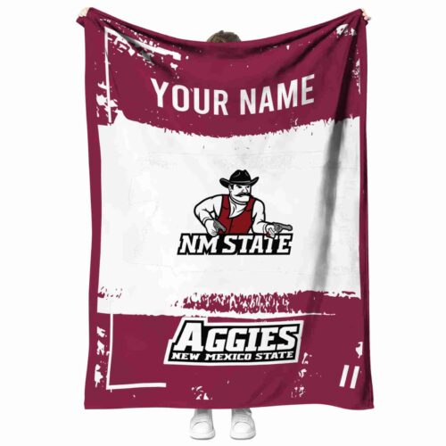personalized new mexico state aggies paint strokes crimson white blanket best selling