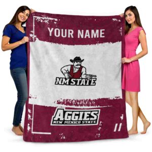 personalized new mexico state aggies paint strokes crimson white blanket fashion forward