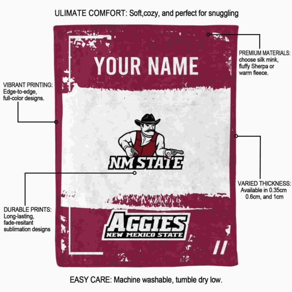personalized new mexico state aggies paint strokes crimson white blanket new arrival
