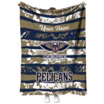 personalized new orleans pelicans floral stripes navy white blanket best selling