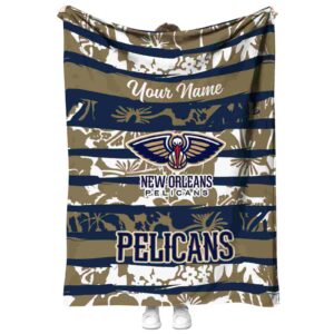 personalized new orleans pelicans floral stripes navy white blanket best selling