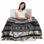 personalized new orleans pelicans floral stripes navy white blanket best selling
