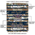 personalized new orleans pelicans floral stripes navy white blanket best selling