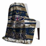 personalized new orleans pelicans floral stripes navy white blanket best selling