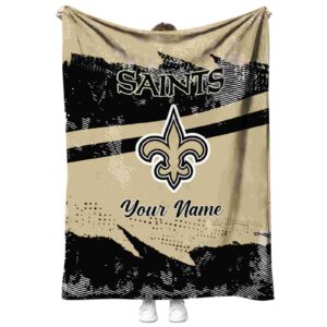 personalized new orleans saints grunge streaks gold blanket best selling
