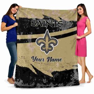 personalized new orleans saints grunge streaks gold blanket fashion forward
