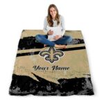 personalized new orleans saints grunge streaks gold blanket best selling