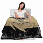 personalized new orleans saints grunge streaks gold blanket best selling