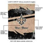 personalized new orleans saints grunge streaks gold blanket best selling