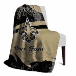 personalized new orleans saints grunge streaks gold blanket best selling