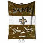 personalized new orleans saints grunge texture gold white blanket best selling