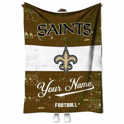 personalized new orleans saints grunge texture gold white blanket best selling