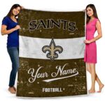 personalized new orleans saints grunge texture gold white blanket best selling