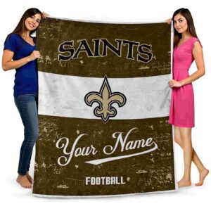 personalized new orleans saints grunge texture gold white blanket fashion forward