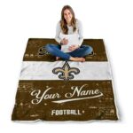 personalized new orleans saints grunge texture gold white blanket best selling